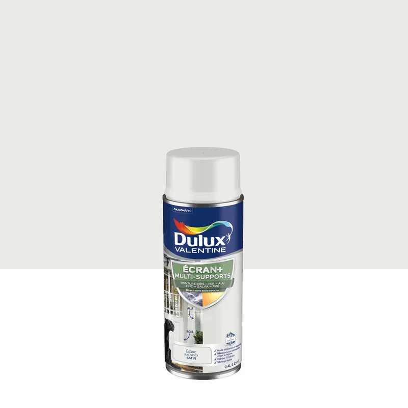 Soldes Peinture aérosol Ecran+ Multi-supports Dulux Valentine Satin Blanc 0,4 L