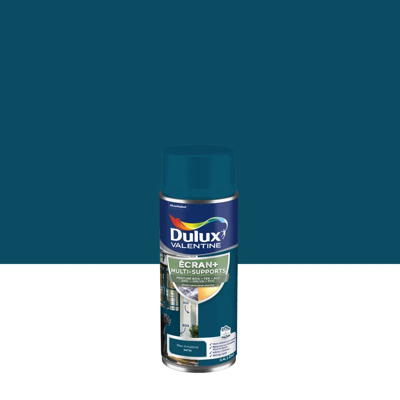 Peinture aérosol Ecran+ Multi-supports Dulux Valentine Satin Bleu Amazone 0,4 L Bon Marché