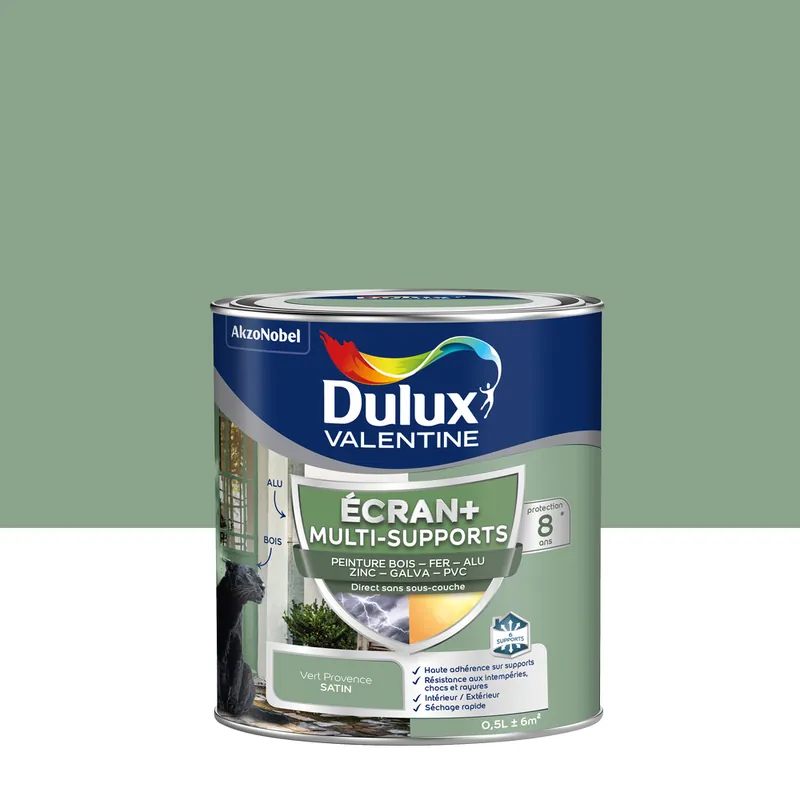 Peinture Ecran+ Multi-supports Dulux Valentine Satin Vert Provence 0,5 L Promotion