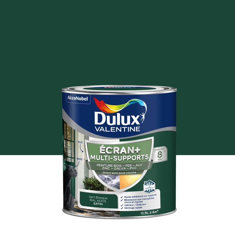 Peinture Ecran+ Multi-supports Dulux Valentine Satin Vert Basque 0,5 L Bon Marché