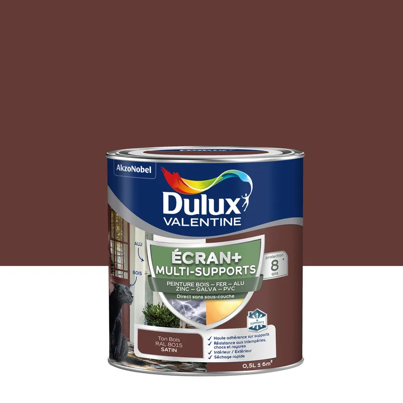 Peinture Ecran+ Multi-supports Dulux Valentine Satin Ton Bois 0,5 L Soldes