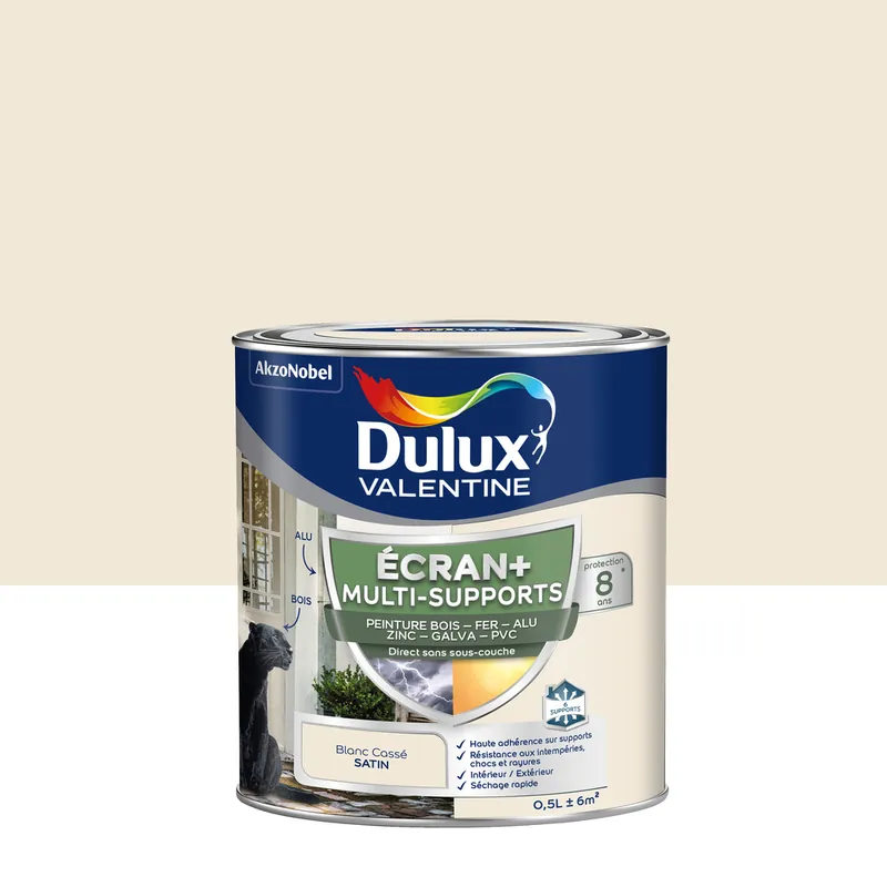 Top Vente Peinture Ecran+ Multi-supports Dulux Valentine Satin Blanc Cassé 0,5 L