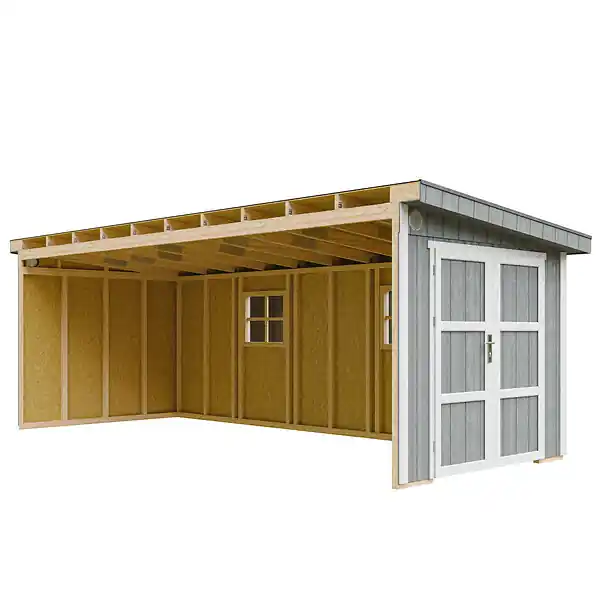 Abri de Jardin Qualité Premium 14,3 m² - H231x248x648 cm - Sans plancher e paroi latérale - Timbela M941B-CAVERN STEEL Meilleur Prix