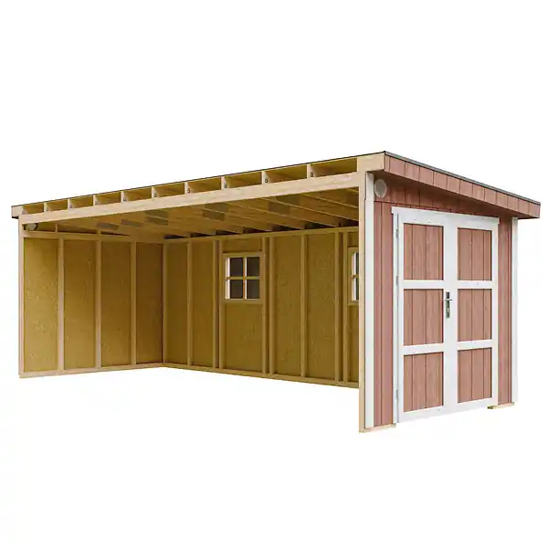 Abri de Jardin Qualité Premium 14,3 m² - H231x248x648 cm - Sans plancher e paroi latérale - Timbela M941B-REDWOOD RED Commande En Gros