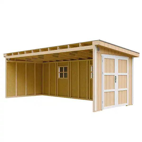 Abri de Jardin Qualité Premium 14,3 m² - H231x248x648 cm - Sans plancher e paroi latérale - Timbela M941B-HARVEST HONEY Bon Marché