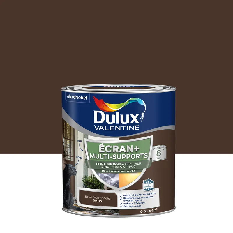 Peinture Ecran+ Multi-supports Dulux Valentine Satin Brun Normandie 0,5 L Prix Réduit