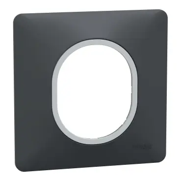 Nouvelle Collection Plaque de finition 1 poste anthracite/ argent chromé - Ovalis SCHNEIDER ELECTRIC
