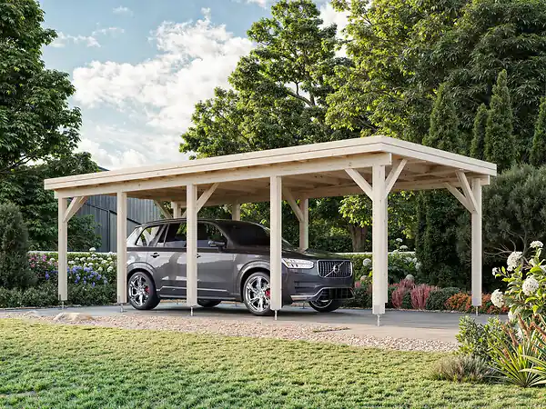 Commander Vite Carport bois Karl toit plat 1 voiture - L.762xH.235xP.360cm PALMAKO