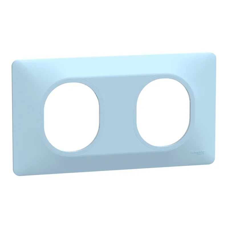 Plaque de finition 2 postes horizontal bleu azurin - Ovalis SCHNEIDER ELECTRIC Satisfait Ou Remboursé
