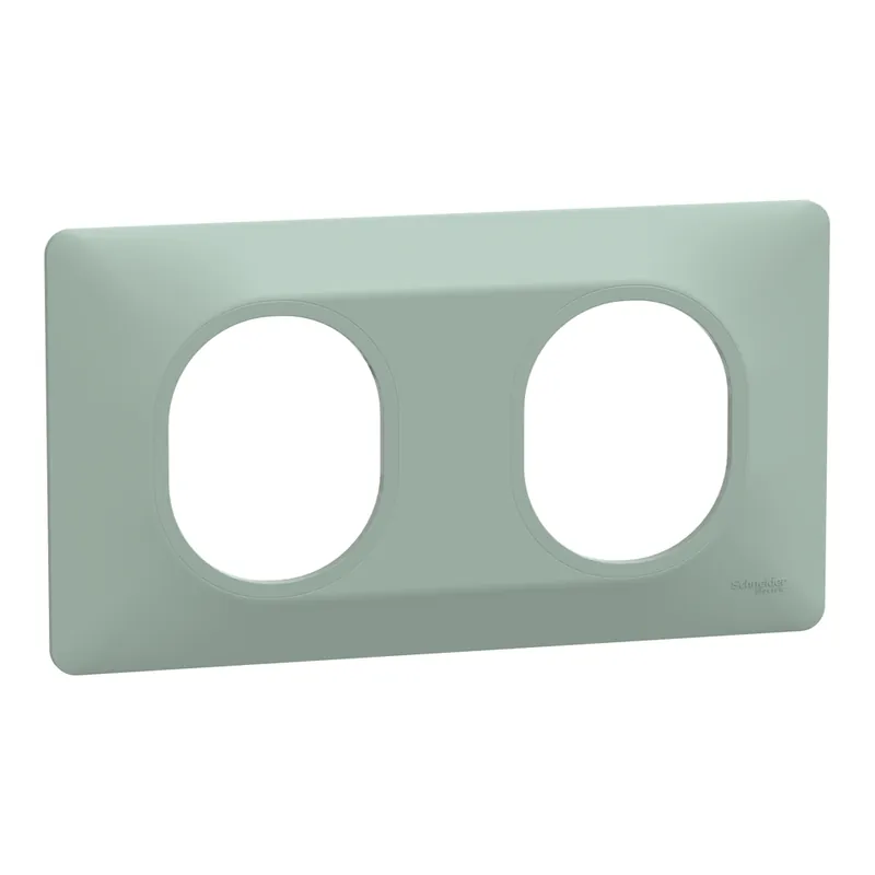 Meilleur Prix Plaque de finition 2 postes horizontal sauge - Ovalis SCHNEIDER ELECTRIC