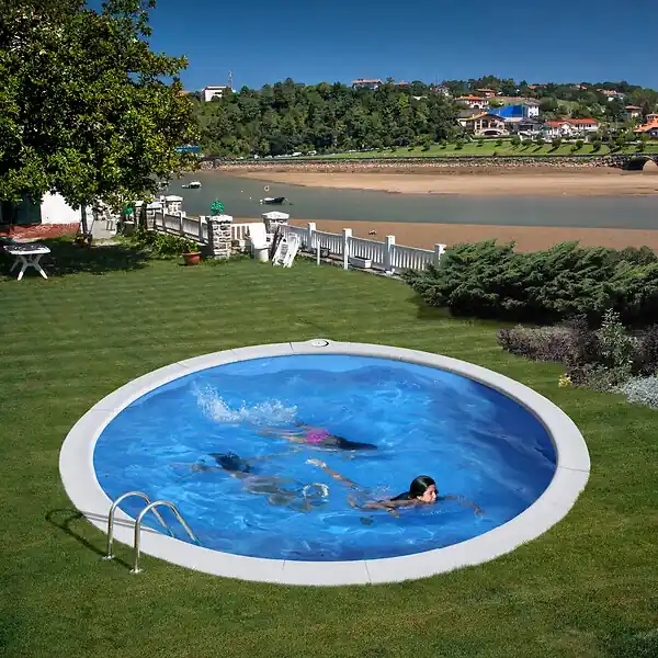 Vente Directe Piscine enterrée acier Madagascar - Diam.4.20xH.1.50cm GRE