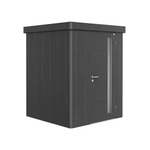 Meilleur Prix Abri jardin acier Neo 1A - Gris foncé - L.180xl.180xH.222cm BIOHORT