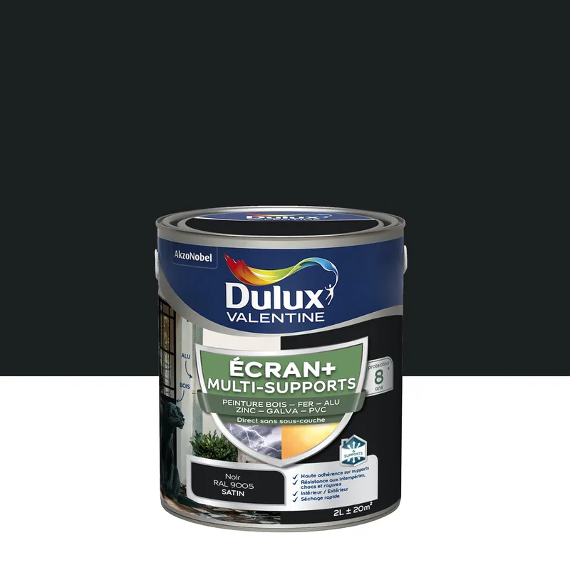 Commander Vite Peinture Ecran+ Multi-supports Dulux Valentine Satin Noir 2 L