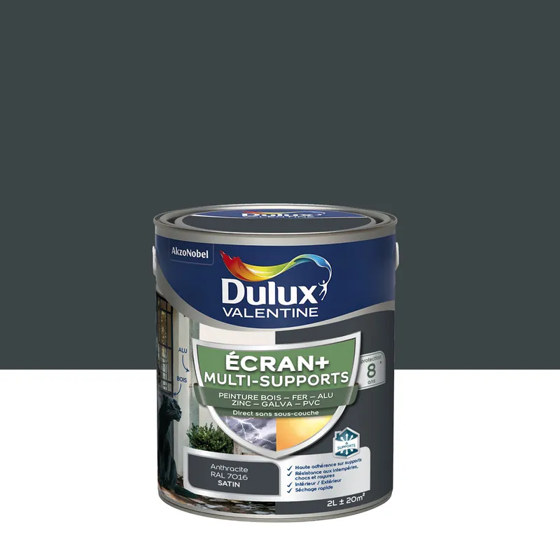 Peinture Ecran+ Multi-supports Dulux Valentine Satin Gris Anthracite 2 L Acheter En Ligne