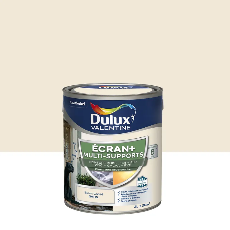 Peinture Ecran+ Multi-supports Dulux Valentine Satin Blanc Cassé 2 L Nouveauté