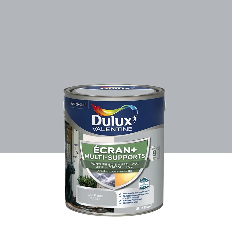 Peinture Ecran+ Multi-supports Dulux Valentine Satin Gris Franc 2 L Prix Cassé