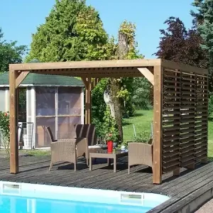 Pergola bois ThermaUvent - L.341xH.217xP.313cm HABRITA Remise