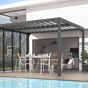 Nouvel Arrivage Pergola bioclimatique alu - Anthracite - L.360xl.300xH.231 HABRITA