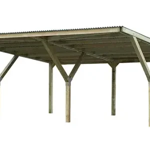 Promotion Saisonnière Carport double en bois Y double 612 - L.594xP.606xH.250cm WEKA