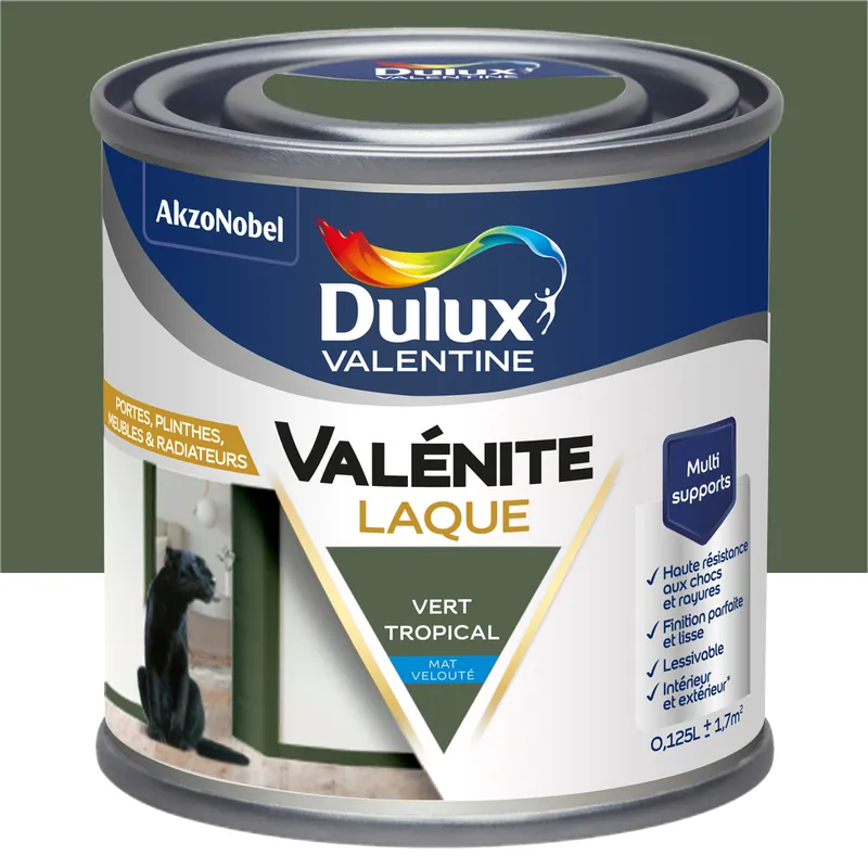 Peinture Boiseries Laque Acrylique Valénite Vert Tropical Mat 125 ML - DULUX VALENTINE Prix Promo