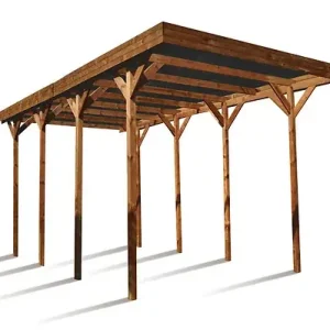 Nouvel Arrivage Carport bois toit plat - Camping-car - L.357xH.394xP.563cm CERLAND