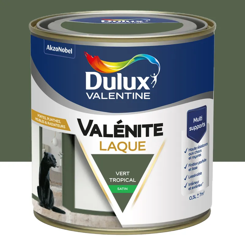 Quantité Limitée Peinture Boiseries Laque Acrylique Valénite Vert Tropical Satin 0,5 L - DULUX VALENTINE