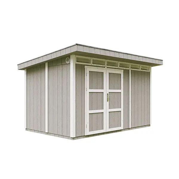 Nouvel Arrivage Abri de Jardin Qualité Premium 9m² - L412xL279cm - Kit tout compris avec sol, tuiles bitumineuses, set de peinture-Construction de Panneaux LP Smartside- Cabane de Jardin Timbela M904A TUNDRA GREY
