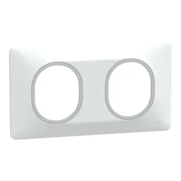 Achetez Aujourd'hui Plaque de finition 2 postes horizontal blanc/ argent chromé - Ovalis SCHNEIDER ELECTRIC