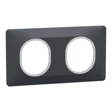 Produit De Marque Plaque de finition 2 postes horizontal anthracite/ argent chromé - Ovalis SCHNEIDER ELECTRIC