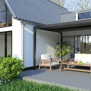 Pergola alu bioclimatique - Anthracite HABRITA Prix Promo