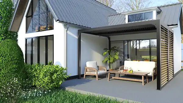 Pergola alu bioclimatique - Anthracite HABRITA Prix Promo