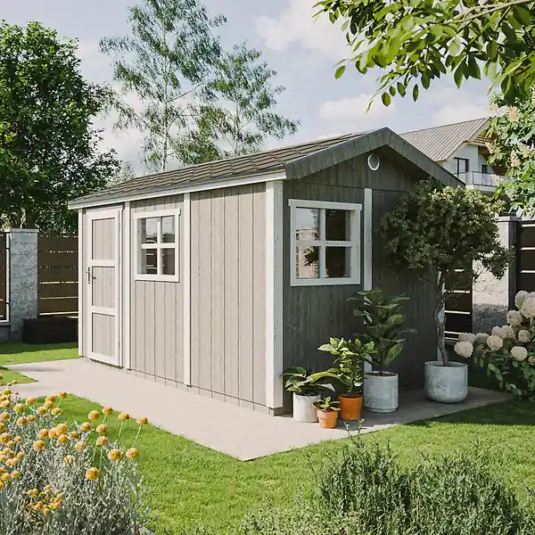 Meilleur Prix Abri de Jardin Qualité Premium 8,68 m² - H252x250x412 cm - Construction de Panneaux LP Smartside - Timbela M914