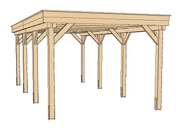 Carport 609 - Vert imprégné - L.325xH.240xP.622cm WEKA Vente Directe