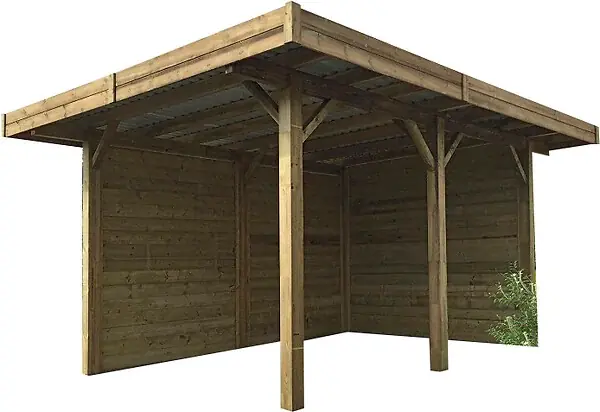 Remise Carport bois épicéa du Nord Superia - Marron - L.406xP.506cm SOLID