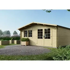 Expédition Rapide Abri de jardin en bois - 25m2 - 5x5m - Ep. 34mm - Couleur naturel - DOM722 ALTANKA