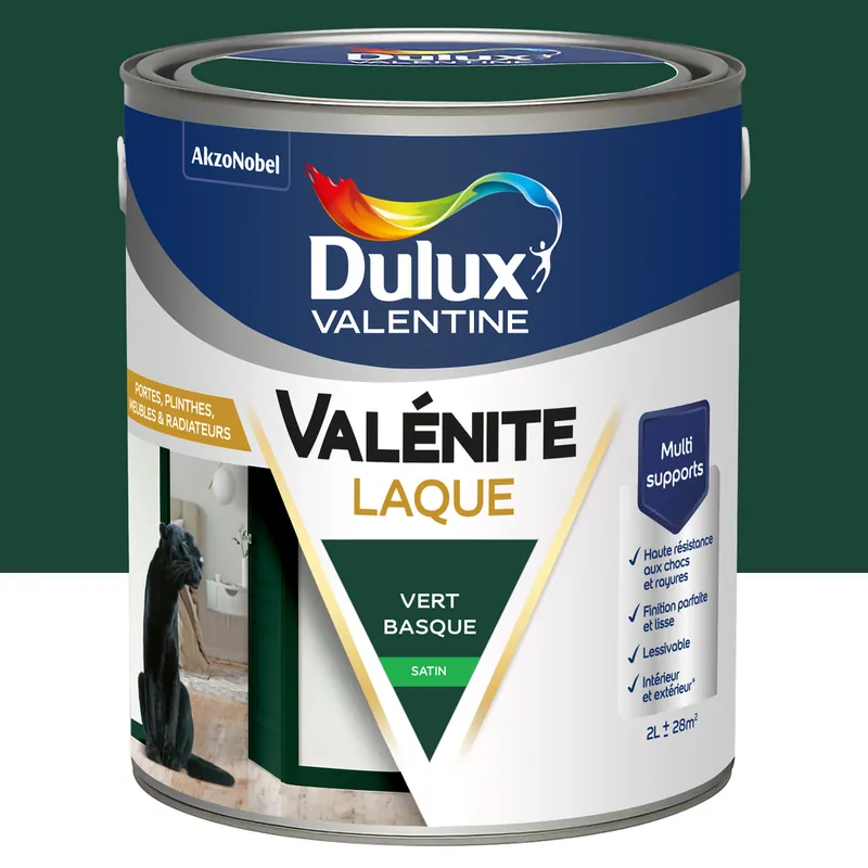 Acheter En Ligne Peinture Boiseries Laque Acrylique Valénite Vert Basque Satin 2 L - DULUX VALENTINE