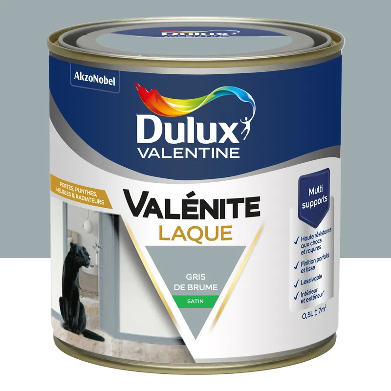 Usine Directe Peinture Boiseries Laque Acrylique Valénite Gris De Brume Satin 0,5 L - DULUX VALENTINE