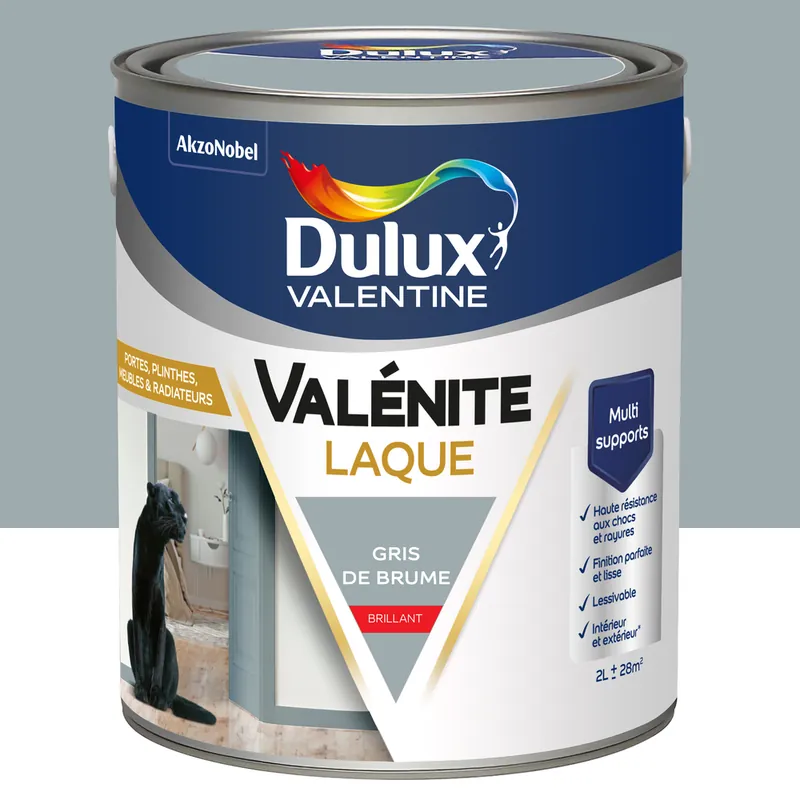 Top Vente Peinture Boiseries Laque Acrylique Valénite Gris De Brume Brill 2 L - DULUX VALENTINE