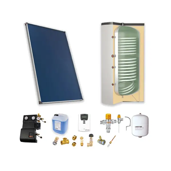 Chauffe-eau solaire 1 capteur solaire toiture inclinée + ballon ECS 200L double échangeur - THERMADOR - PSOLECSP12 Prix Bas
