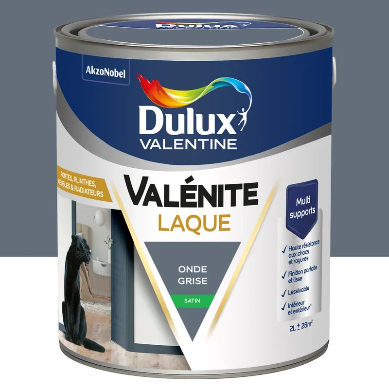 Prix Choc Peinture Boiseries Laque Acrylique Valénite Onde Grise Satin 2 L - DULUX VALENTINE