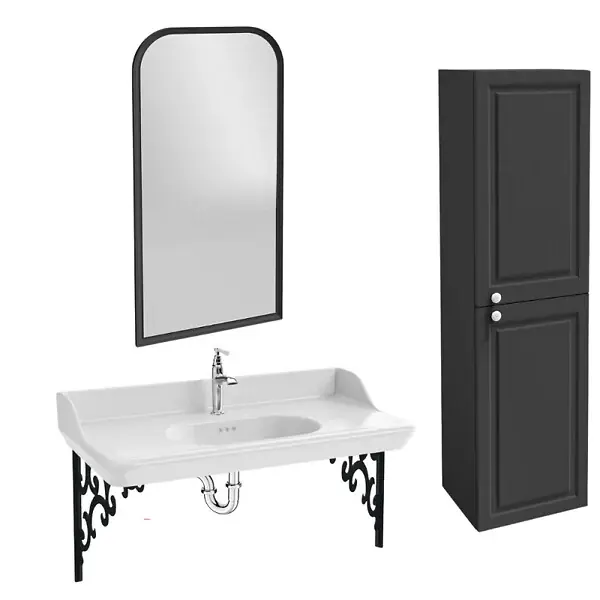 Pack plan vasque suspendu Cléo 1889 + colonne droite + miroir + robinet chromé + siphon chromé JACOB DELAFON Paiement Sécurisé