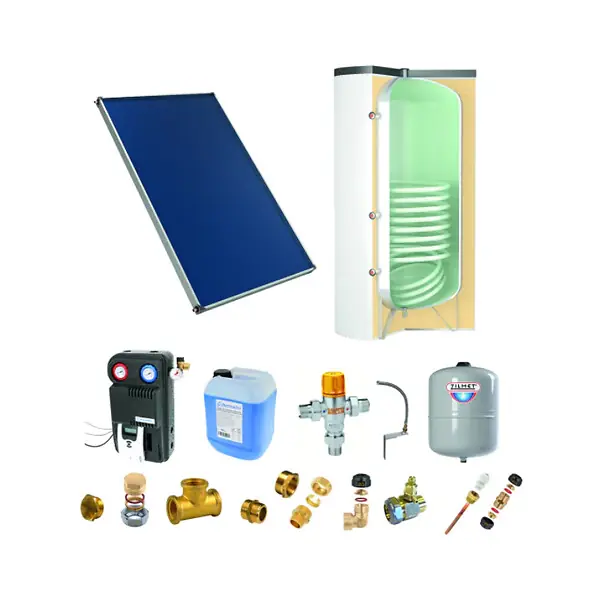 Prix Réduit Chauffe-eau solaire 1 capteur solaire fixation toiture inclinée + ballon ECS 200L blanc avec échangeur manuel THERMADOR