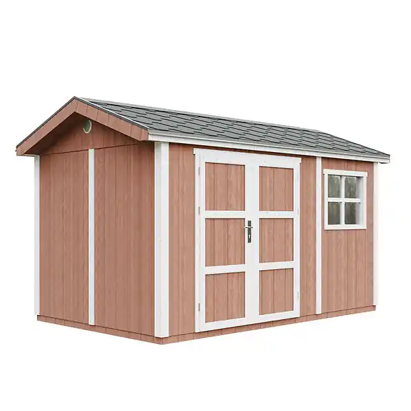 Satisfait Ou Remboursé Abri de Jardin Qualité Premium 8,68 m² - H252x250x412 cm - Construction de Panneaux LP Smartside - Timbela M914A-REDWOOD RED