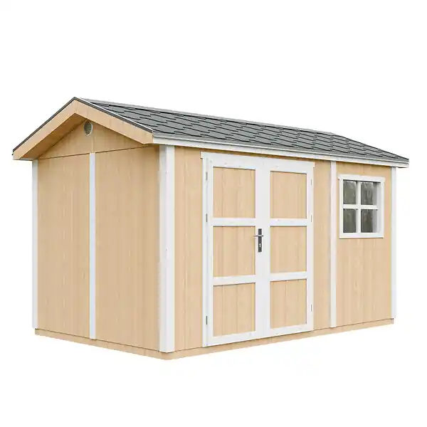 Retour Gratuit Abri de Jardin Qualité Premium 8,68 m² - H252x250x412 cm - Construction de Panneaux LP Smartside - Timbela M914A-HARVEST HONEY