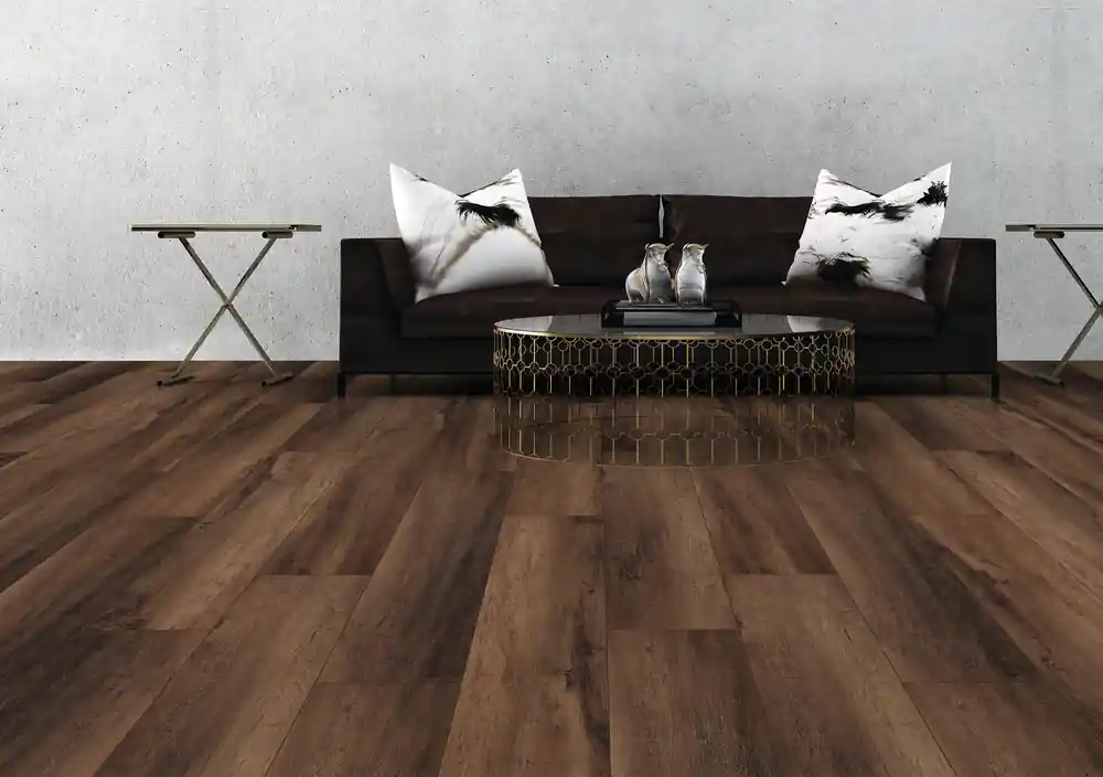 Sol vinyle effet bois marron MADINA ép 5,7 mm 125 x 22,9 cm compatible pièce humide 2m²/pqt GERFLOR Authentique