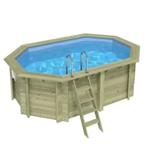 Offre Du Jour Piscine hors sol en bois NEMO 4.3 x 3 - H.1.31 m, bleu pâle, fixations à sceller - BAS7303OSPI ALTANKA