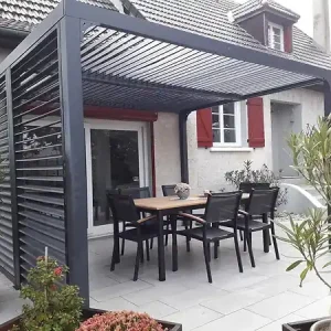 Satisfait Ou Remboursé Pergola bioclimatique alu - Gris anthracite - L.360xl.300cm HABRITA