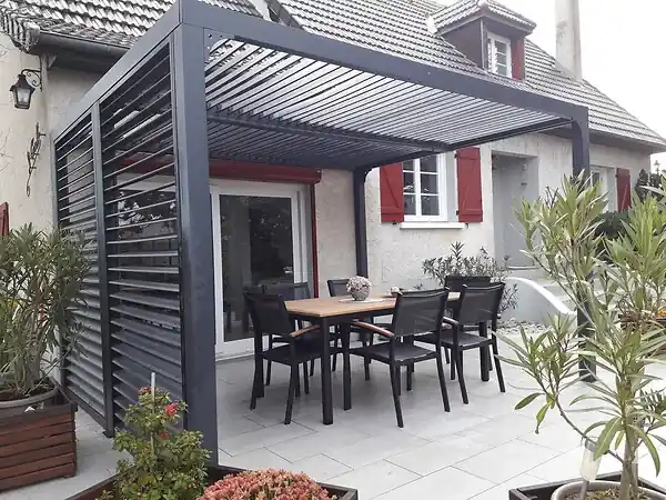 Satisfait Ou Remboursé Pergola bioclimatique alu - Gris anthracite - L.360xl.300cm HABRITA