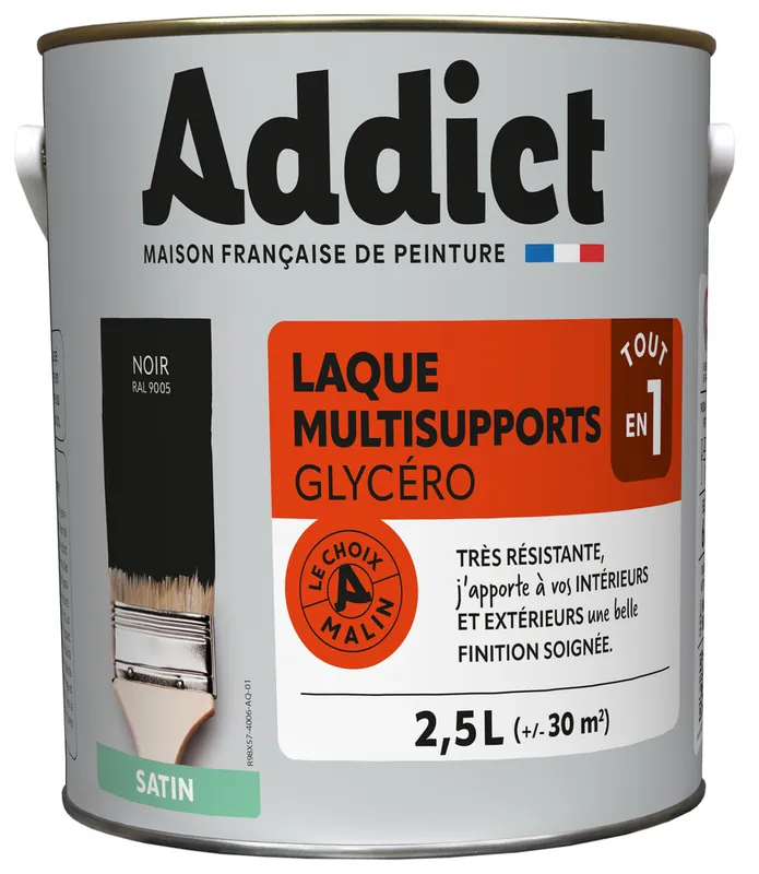 Achetez Aujourd'hui Laque Multisupports Satin 2.5 L noir Ral 9005 ADDICT