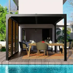 Pergola alu bioclimatique - Anthracite - L.360xH.231xP.300cm HABRITA Vente Flash